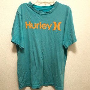 Hurley Blue Short Sleeve Orange Logo T-Shirt Boy XL Casual Athletic